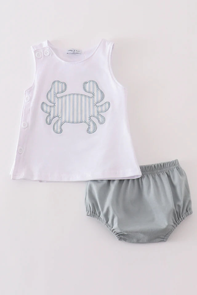 Applique Crabby Diaper set