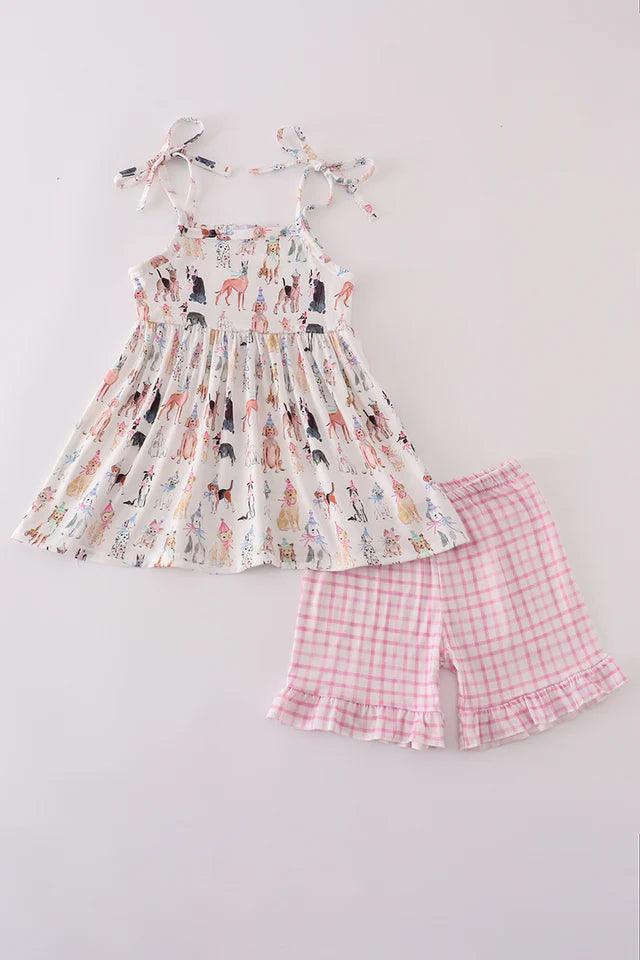 Party Puppy ruffle short set