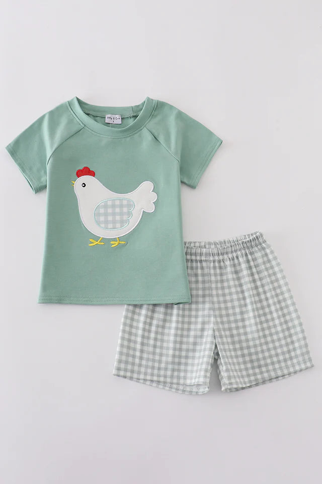 Farm Chicken Appliqued short set