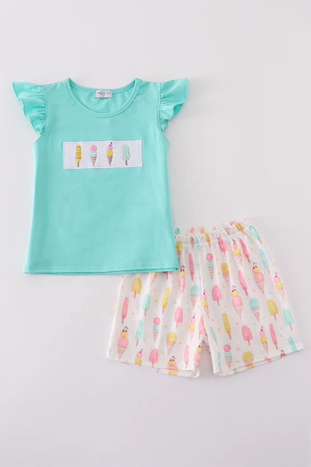 Ice Cream Party ruffle short set
