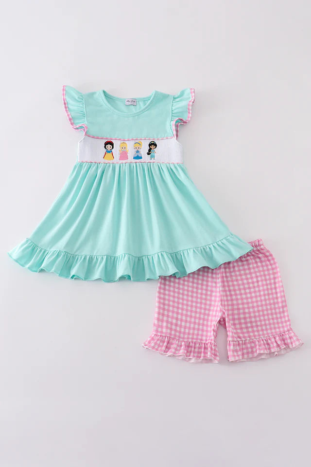 Princess Smocked Gingham ruffle short set
