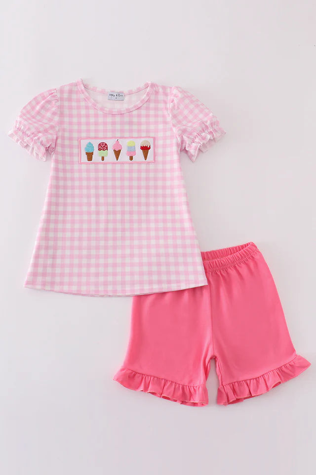 Ice Cream Gingham ruffle set
